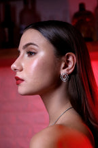 Diamond Loop Earrings for Women – White Gold Finish – Double Oval Drop Design