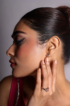 White Gold Leaf Diamond Earrings – Nature Inspired Elegant Studs