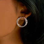 Rose Gold Round Stud Earrings for Women – Lab-Grown Diamond Circle Design