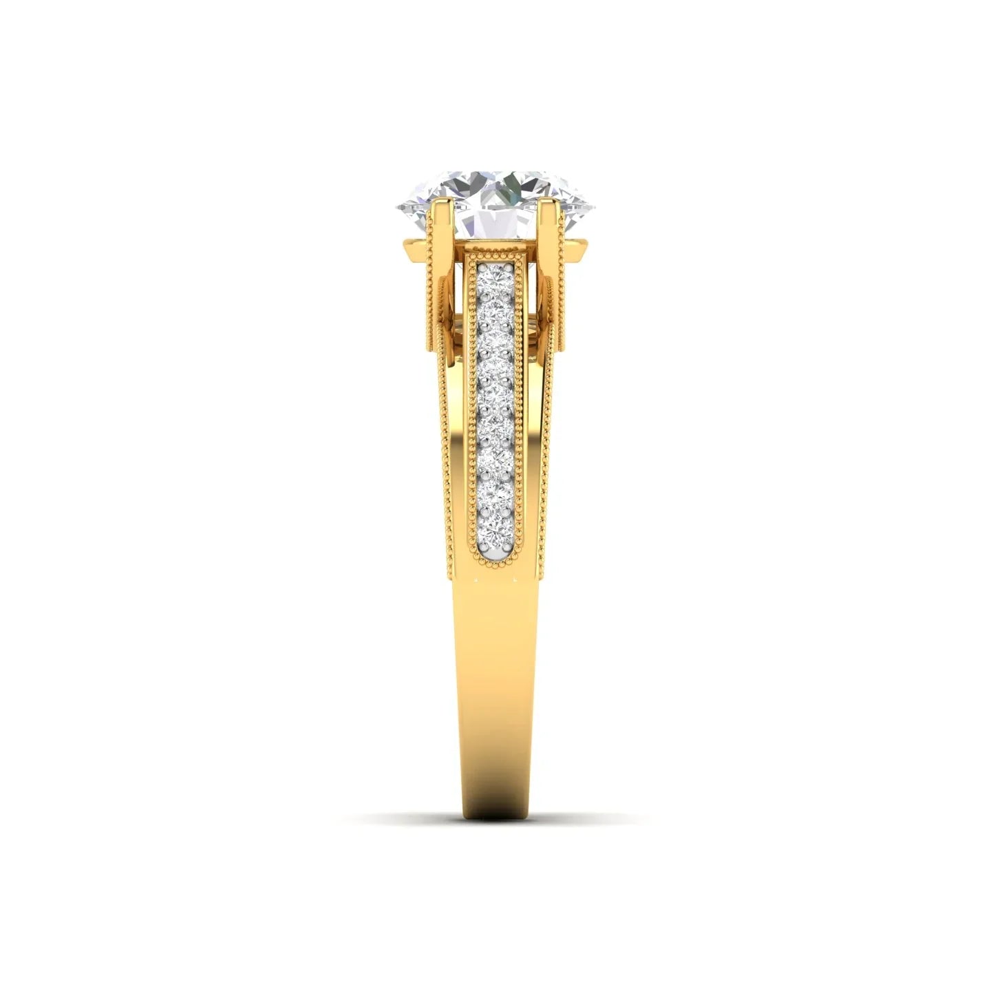 Classic Diamond Engagement Ring with Pave Band
