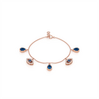 Rose Gold Evil Eye Charm Bracelet – Blue Teardrop Protection Jewelry