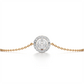 Round Halo Diamond Bracelet in Yellow Gold – Classic Circle Charm