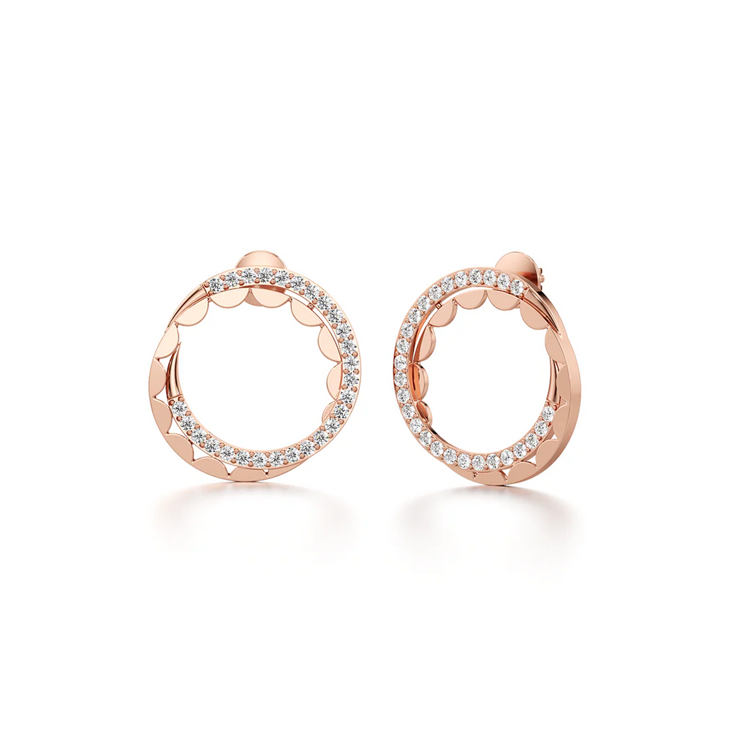 Rose Gold Round Stud Earrings for Women – Lab-Grown Diamond Circle Design
