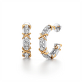 Diamond Hoop Earrings for Women – Gold X-Prong Setting – Unique Dual-Tone Design