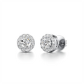 Diamond Halo Stud Earrings for Women – White Gold Finish | Brilliant Lab-Grown Diamond Jewelry