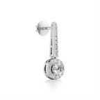 White Gold Dangle Earrings – Round Diamond Halo Drop