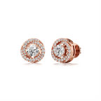 White Gold Halo Diamond Stud Earrings for Women – Timeless Round-Cut Luxury