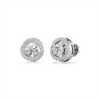 White Gold Halo Diamond Stud Earrings for Women – Timeless Round-Cut Luxury