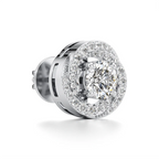 White Gold Halo Diamond Stud Earrings for Women – Timeless Round-Cut Luxury