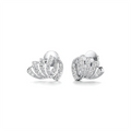 White Gold Diamond Earrings for Women – Fan Shape Studs with Sparkling Stones