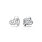 White Gold Diamond Earrings for Women – Fan Shape Studs with Sparkling Stones