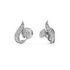 White Gold Leaf Diamond Earrings – Nature Inspired Elegant Studs