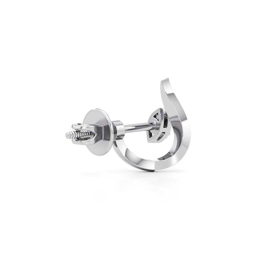 White Gold Leaf Diamond Earrings – Nature Inspired Elegant Studs