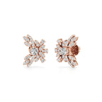 White Gold Floral Diamond Earrings – Blossom-Inspired Sparkle Studs