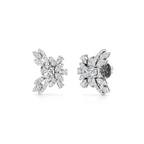 White Gold Floral Diamond Earrings – Blossom-Inspired Sparkle Studs