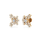 White Gold Floral Diamond Earrings – Blossom-Inspired Sparkle Studs