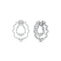 Diamond Loop Earrings for Women – White Gold Finish – Double Oval Drop Design
