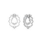 Diamond Loop Earrings for Women – White Gold Finish – Double Oval Drop Design