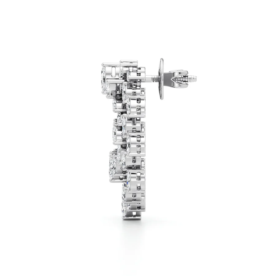 Diamond Loop Earrings for Women – White Gold Finish – Double Oval Drop Design