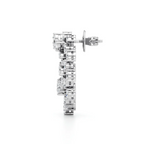 Diamond Loop Earrings for Women – White Gold Finish – Double Oval Drop Design