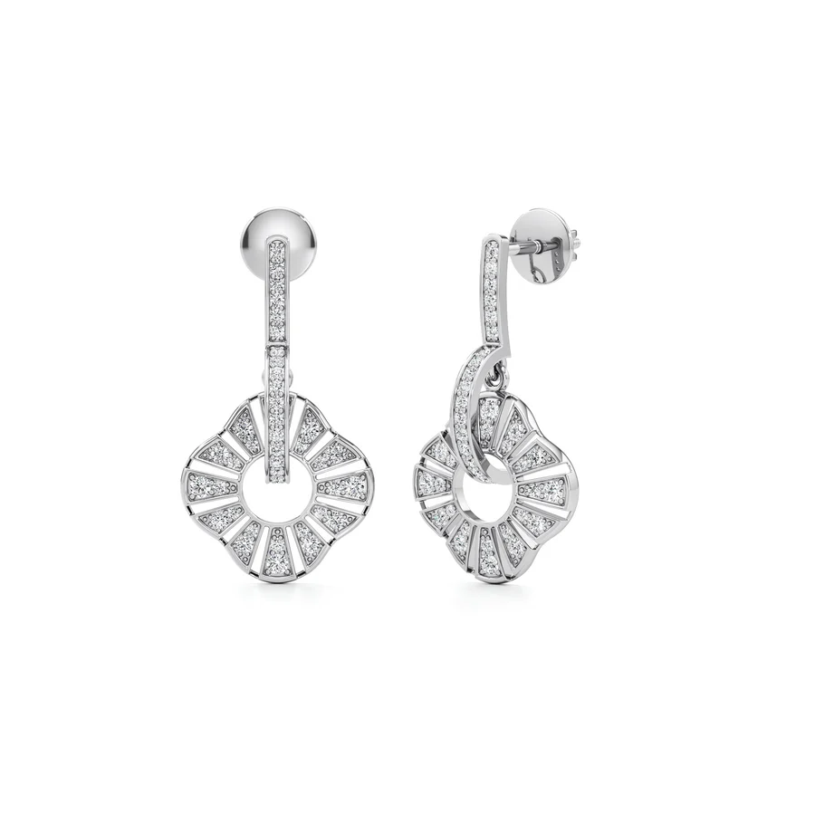 Floral Diamond Drop Earrings for Women – Real Gold Sparkling Petals