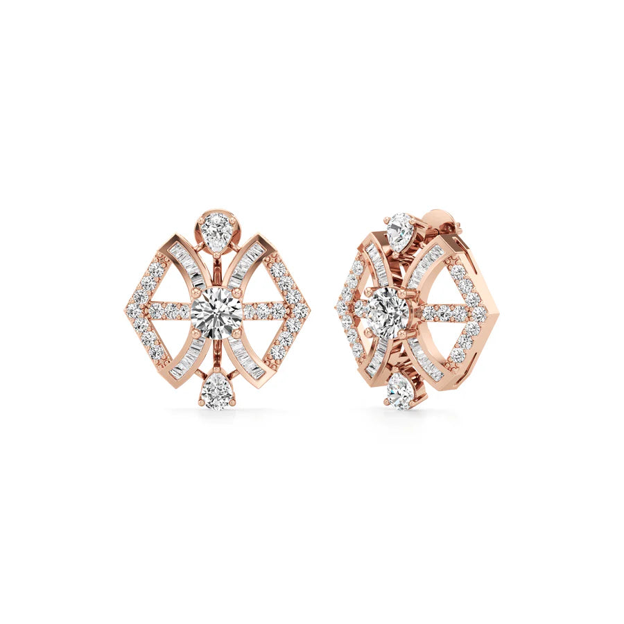 Modern Bloom Studs – Sleek Rose Gold with Certified Diamonds