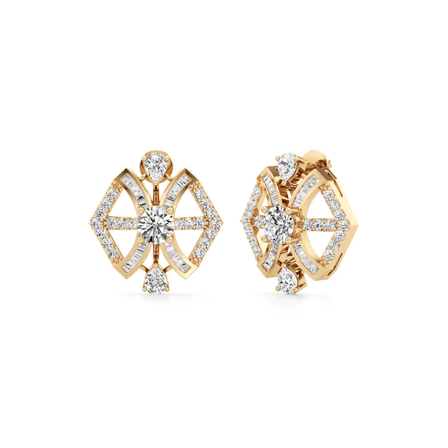 Modern Bloom Studs – Sleek Rose Gold with Certified Diamonds
