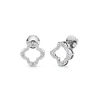 White Gold Clover Pendant Necklace – Diamond Outline Charm