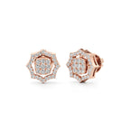 Hexagon Diamond Stud Earrings in Yellow Gold – Bold & Beautiful Sparkle