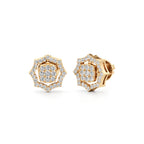 Hexagon Diamond Stud Earrings in Yellow Gold – Bold & Beautiful Sparkle
