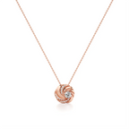 White Gold Swirl Pendant Necklace – Round Center Diamond