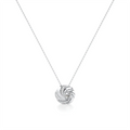 White Gold Swirl Pendant Necklace – Round Center Diamond
