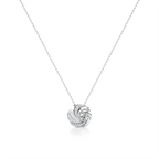 White Gold Swirl Pendant Necklace – Round Center Diamond