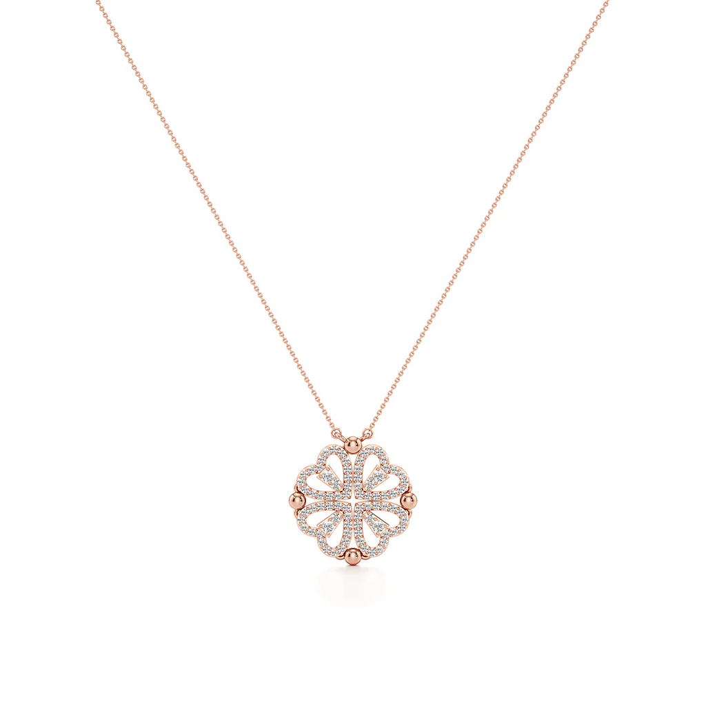 Floral Diamond Pendant Necklace in Rose Gold – Delicate Everyday Jewelry