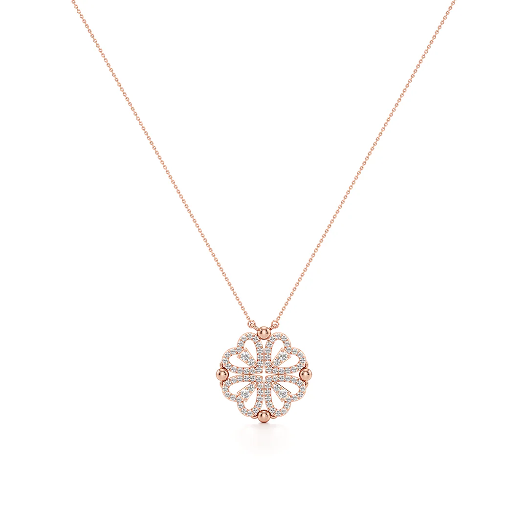 Floral Diamond Pendant Necklace in Rose Gold – Delicate Everyday Jewelry