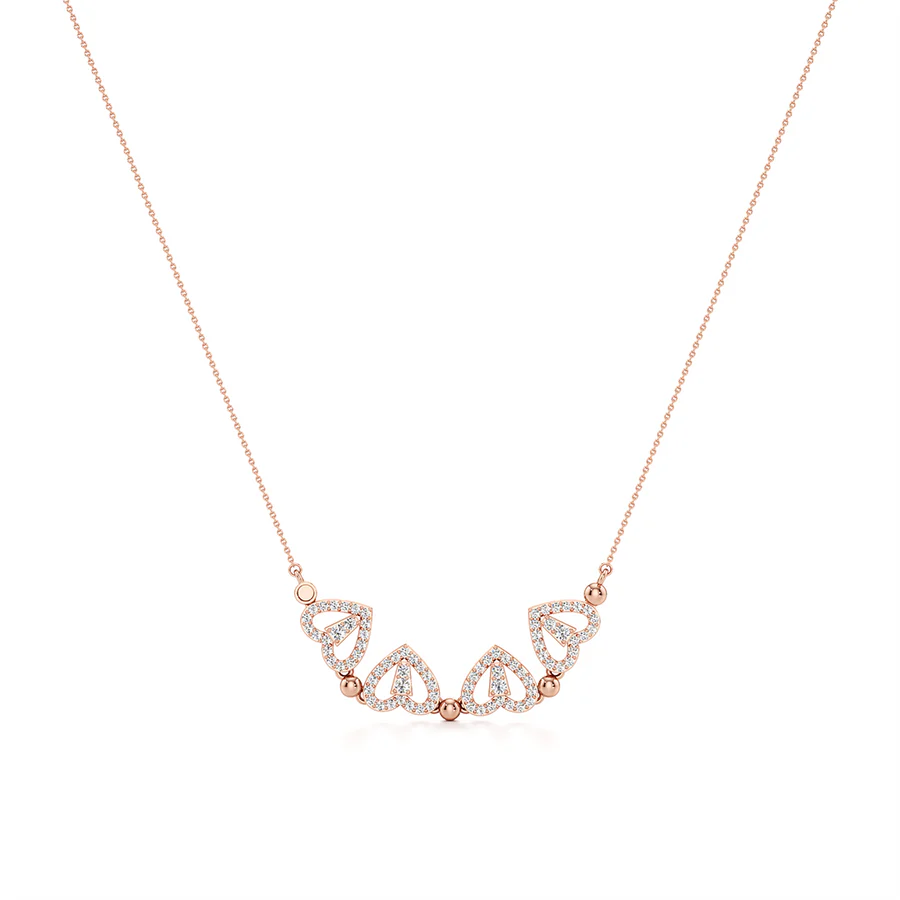 Floral Diamond Pendant Necklace in Rose Gold – Delicate Everyday Jewelry