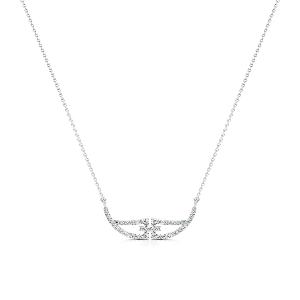 White Gold Bar Pendant Necklace – Minimal Diamond Accent