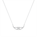 White Gold Bar Pendant Necklace – Minimal Diamond Accent