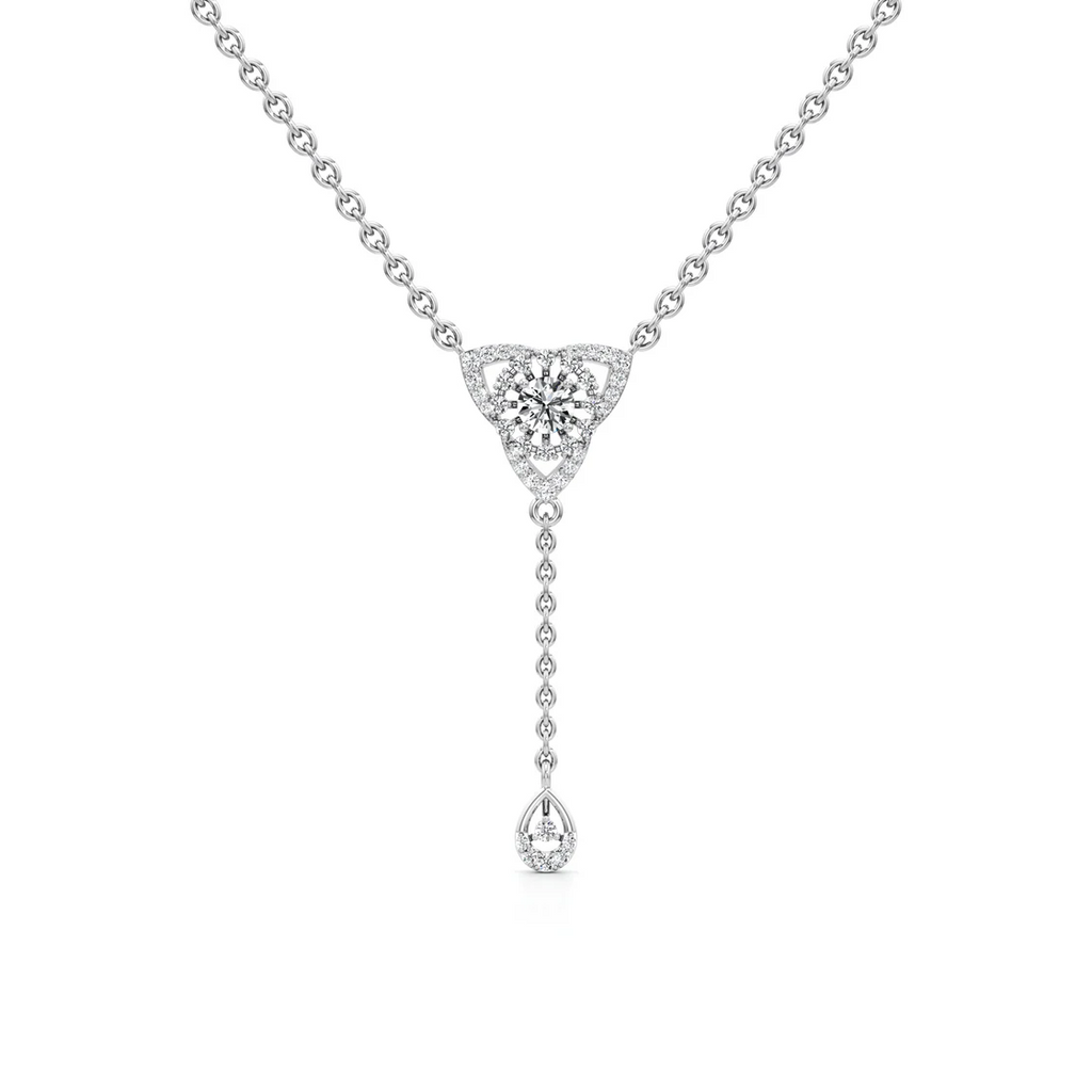 Classic Bloom Diamond Pendant – Elegant White Gold Necklace