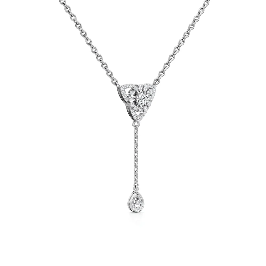 Classic Bloom Diamond Pendant – Elegant White Gold Necklace