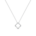 White Gold Clover Pendant Necklace – Diamond Outline Charm