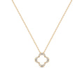 White Gold Clover Pendant Necklace – Diamond Outline Charm