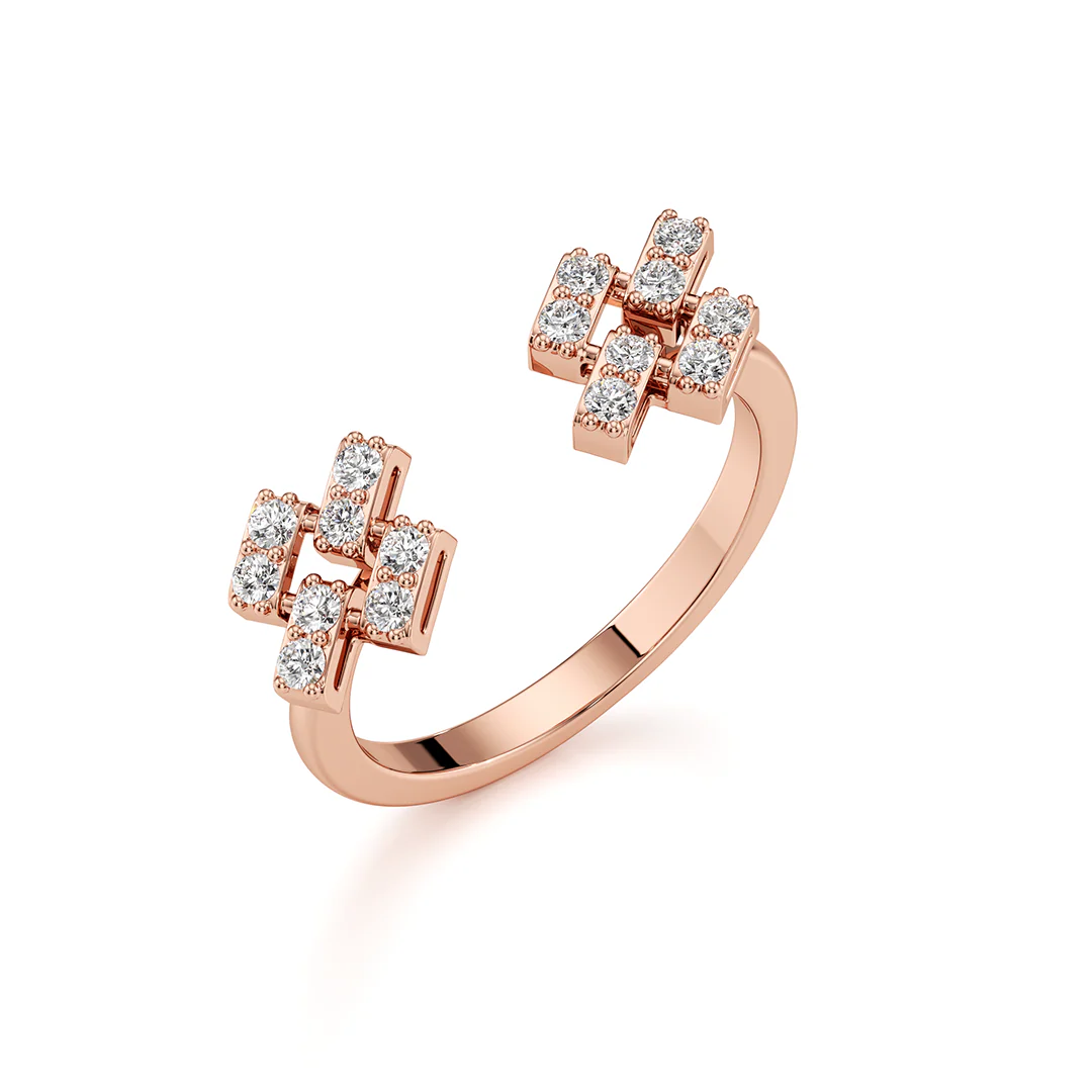 Geometric Open Diamond Ring in White Gold – Minimal Modern Statement