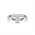 White Gold Solitaire Ring for Women – Faceted Band Design with Lab-Grown Diamond