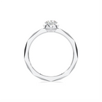 White Gold Solitaire Ring for Women – Faceted Band Design with Lab-Grown Diamond