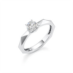 White Gold Solitaire Ring for Women – Faceted Band Design with Lab-Grown Diamond