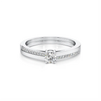 White Gold Solitaire Engagement Ring – Modern Pavé Band