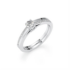 White Gold Solitaire Engagement Ring – Modern Pavé Band