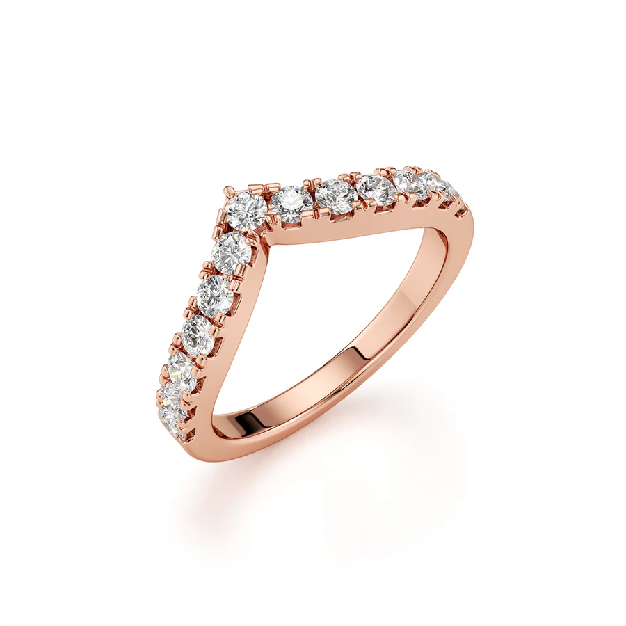 White Gold V-Shape Diamond Ring – Sleek Chevron Band | Elegant & Stackable Design