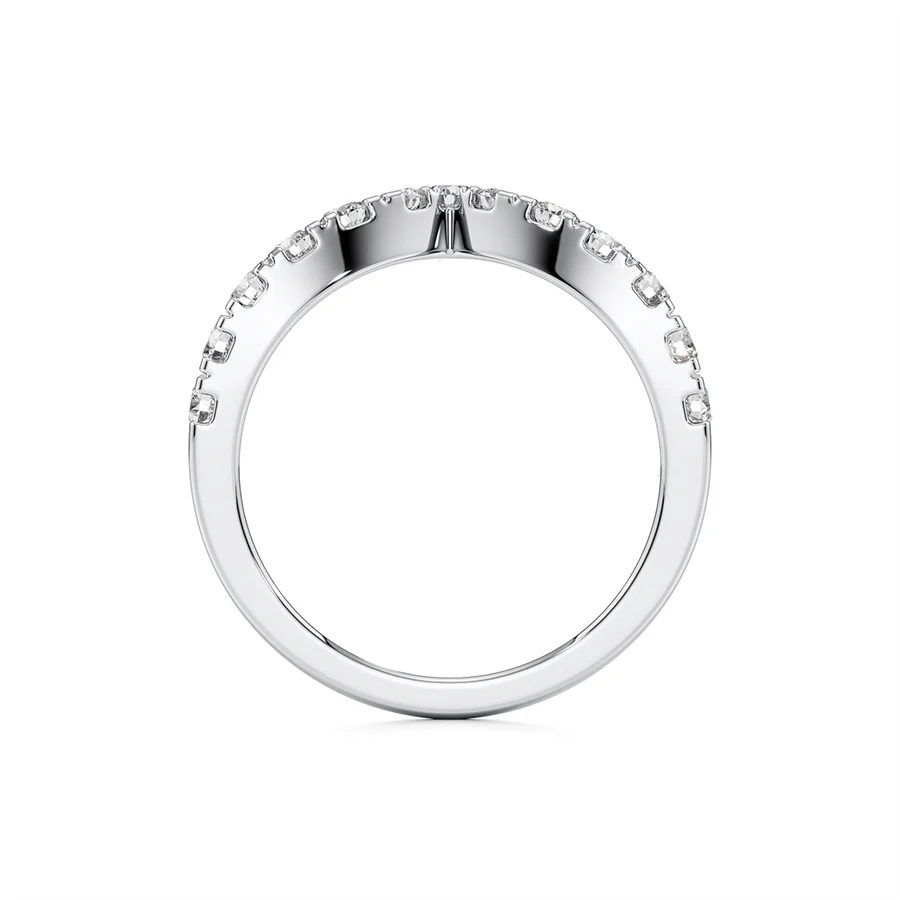 White Gold V-Shape Diamond Ring – Sleek Chevron Band | Elegant & Stackable Design